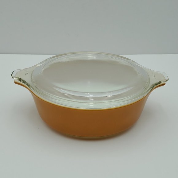 Pyrex Old Orchard 1 Pint Casserole Dish Glass Lid Butterscotch 471 Baking Dish - Picture 1 of 11